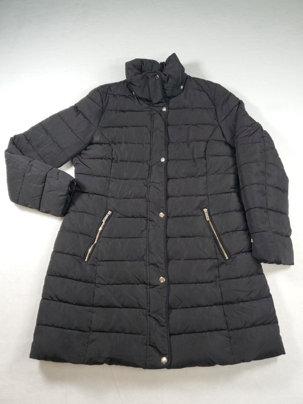 Tommy Hilfiger Puffer Coat Woman Medium Long Black Quilted
